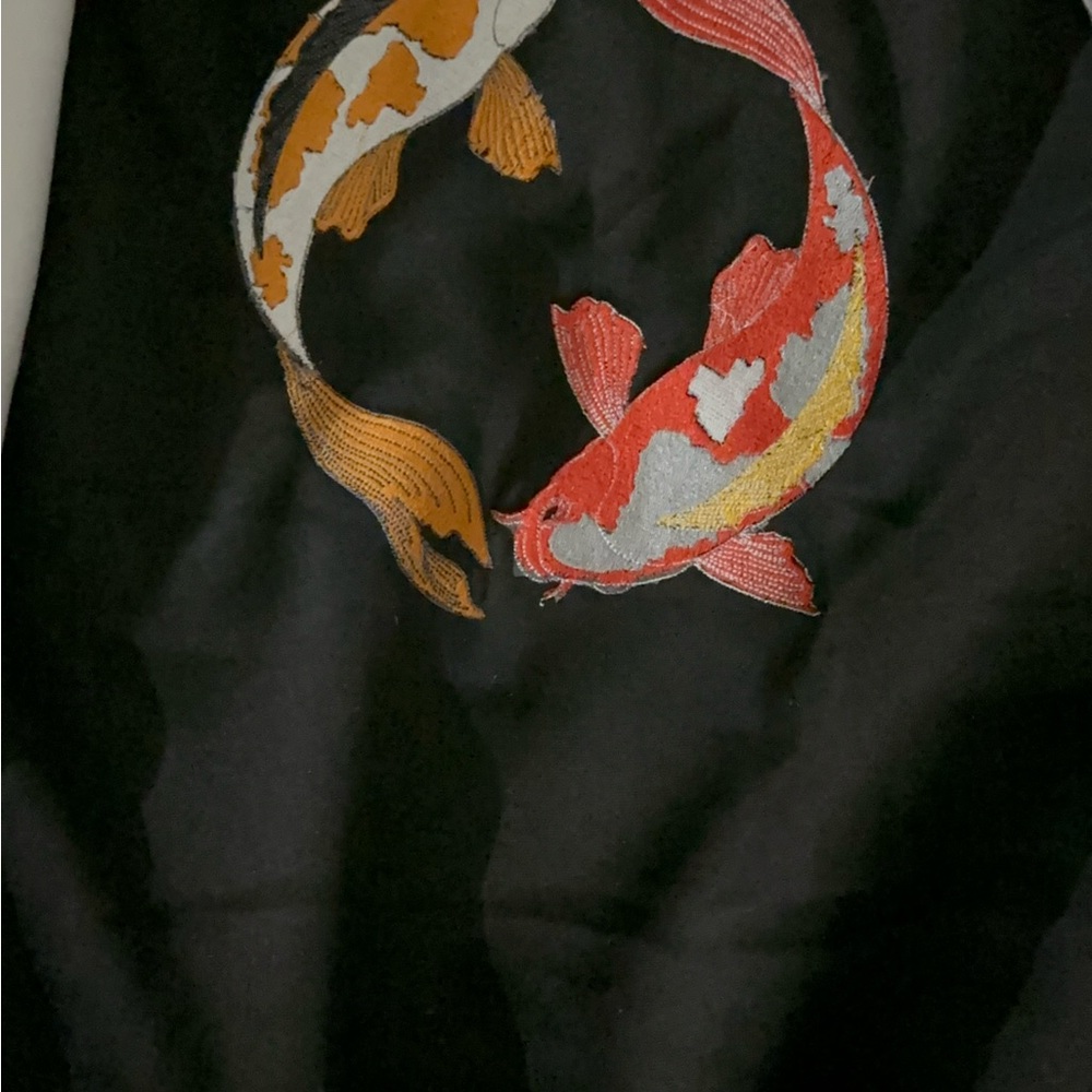 Unisex Custom Made Embroidered Koi Fish Varsity Jacket Size , Xl View 3